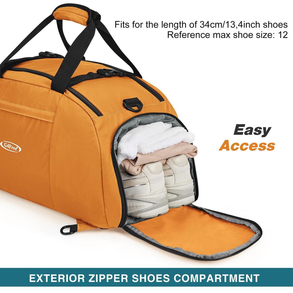 G4Free 40L Duffel Bag, Backpack, Gym Bag with Shoe Compartment for Men and Women, Travel Backpack, Luggage