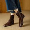 Retro Autumn and Winter New Rear Zipper Martin Boots Women's Thick Heel Versatile Soft Leather Square Head Fashion Elastic Thin Short Boots