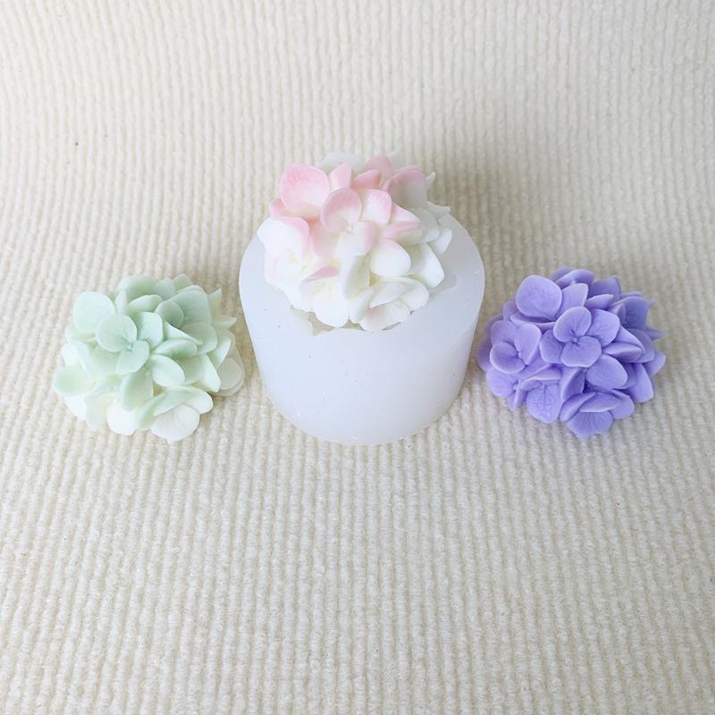 Hydrangea Flower Silicone Mold Diy Aromatherapy Candle Gypsum Resin Clay Mold Kitchen Baking Cake Decoration Flower Mold