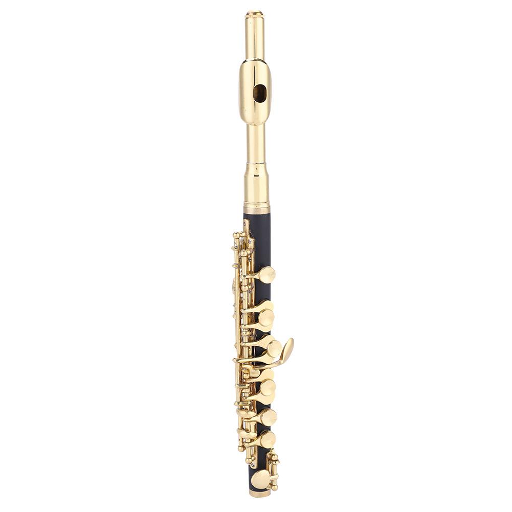 Piccolo Ottavino Half Size Flute Plated C Key Tone with Padded Box Case (Golden)