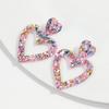 Valentine's Day Sequins Hollow Love Heart Acrylic Earrings for Women Romantic Peach Statement Drop Earring Sweet Jewelry Gifts