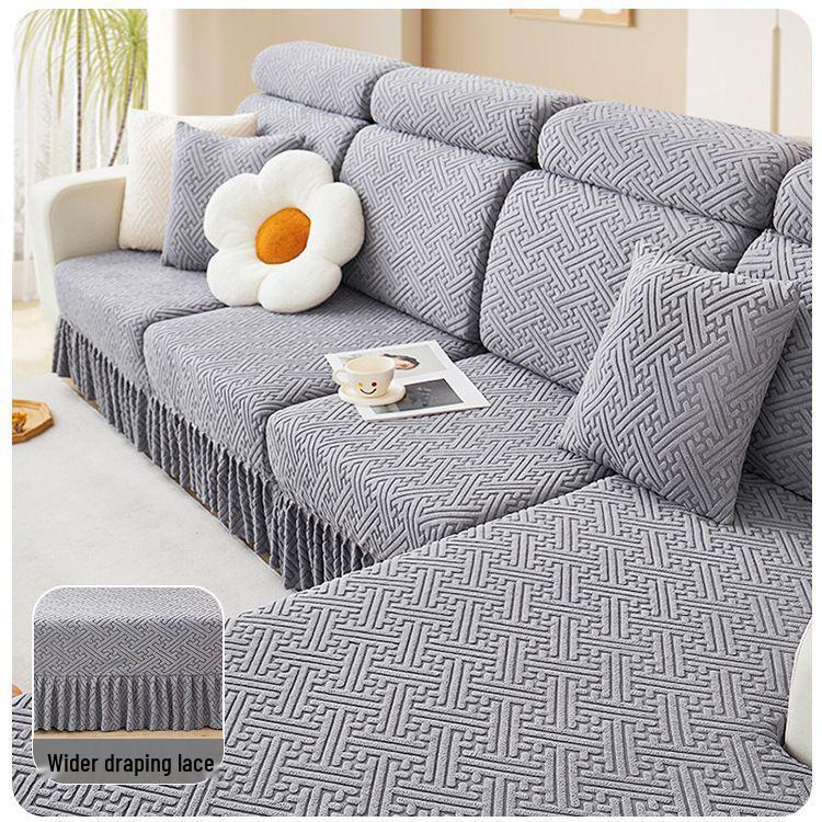 Four Seasons Universal Non-Slip Sofa Cover - Full Wrap, Simple Design for Living Room