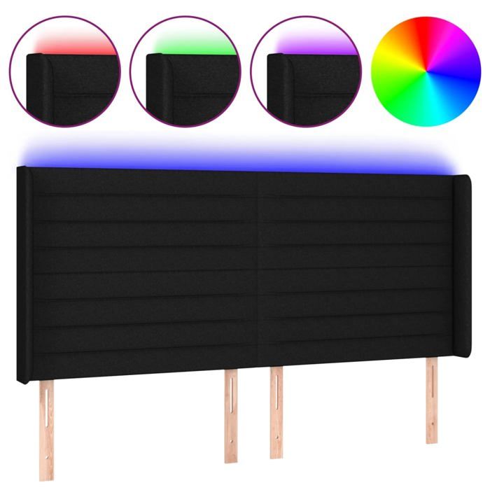 VidaXL LED Headboard Bedroom Furniture Double Bed Accessory Head of Bed Frame Interior Black 3124204