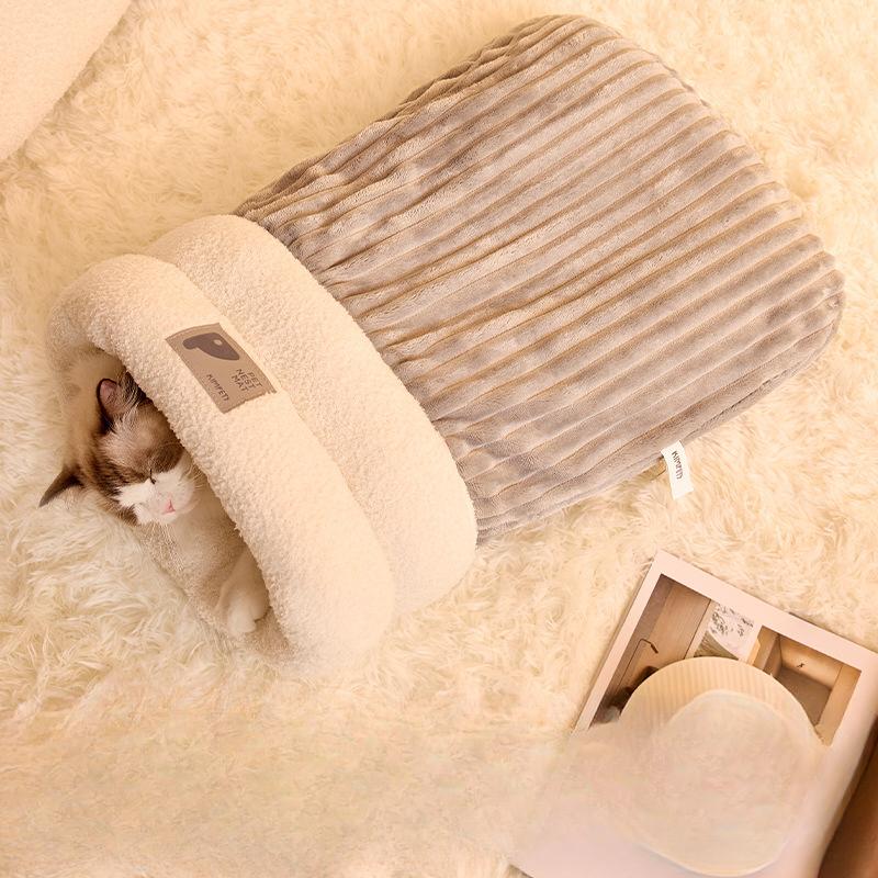 2026 Autumn and Winter Warm Cat Nest Sleeping Bag Drill Hole Closed Kitten Nest Safety Windproof Dog Nest Drill Quilt