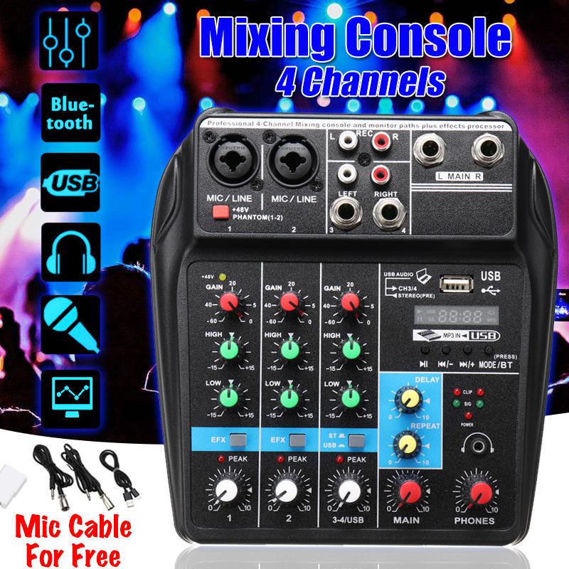 Buy Portable Mixing Console Audio Mixer Bluetooth Record 48V Phantom 4