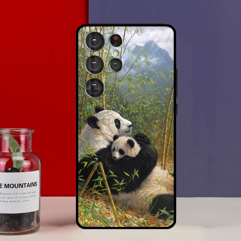 Cartoon Cute Panda Bear Case For Samsung Galaxy S22 S23 S21 Ultra S20 FE Note 20 Ultra S8 S9 S10 Note 10 Plus Cover