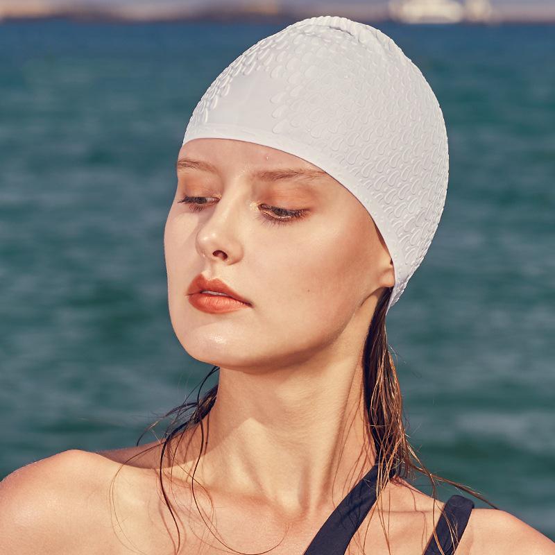 Unisex Silikon Blasen Badekappe: Wasserdichtes, vergrößertes Design mit Ohrenschutz zum Tauchen und Schwimmen