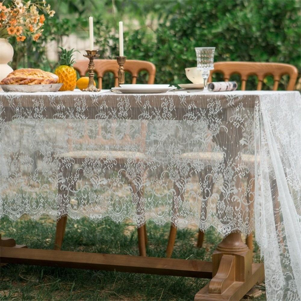 Rectangular Party Tablecloth French Retro Birthday Table Cover for Summer Picnics