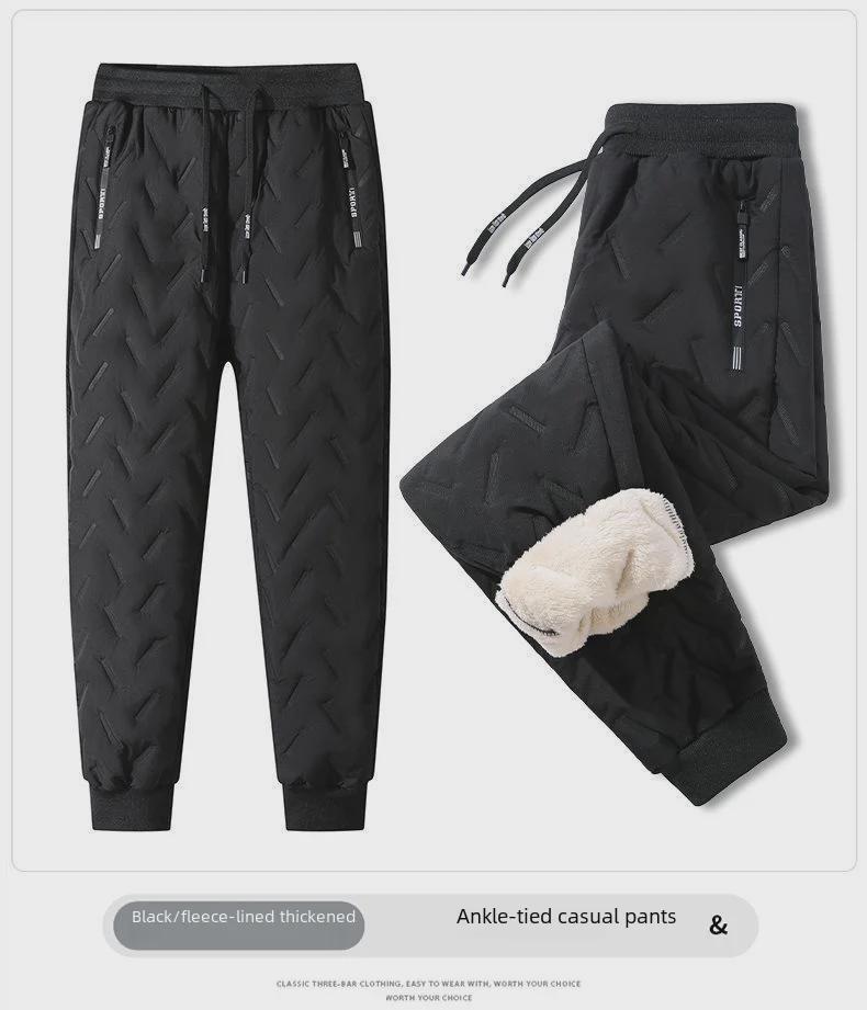 Men's Lambskin-Style Velvet-Lined Winter Cotton Pants