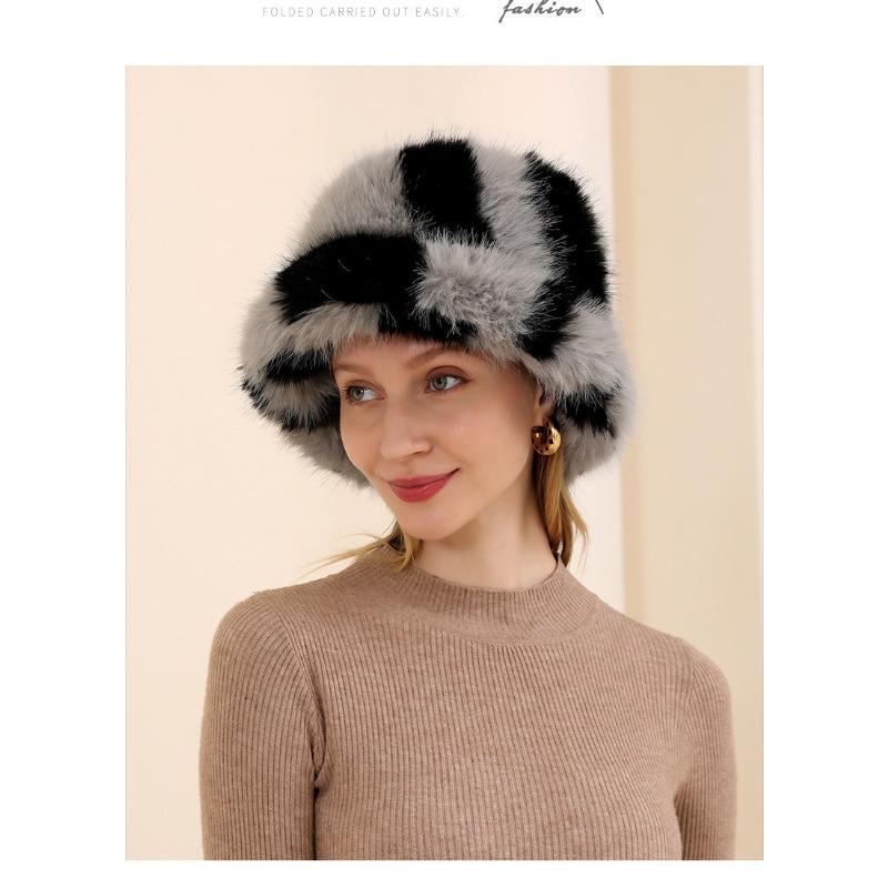 Autumn and Winter Fur Hats, Children's Zebra Patterned Fisherman Hats, Warm Plush Basin Hats