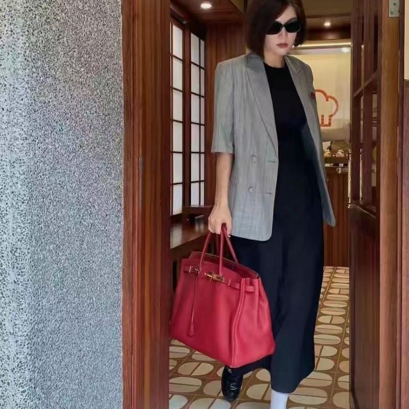 Yijinyuan Lychee Pattern Platinum Bag 35 Large Business Commuter Leather Large-capacity Luggage Travel