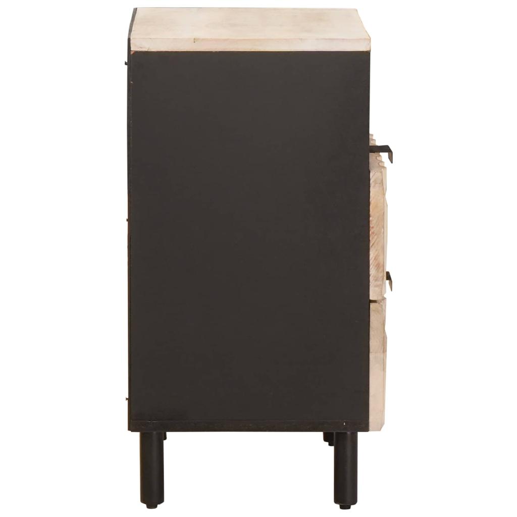 Nightstand with Drawers White 50 x 33 x 60 cm Solid Mango Wood