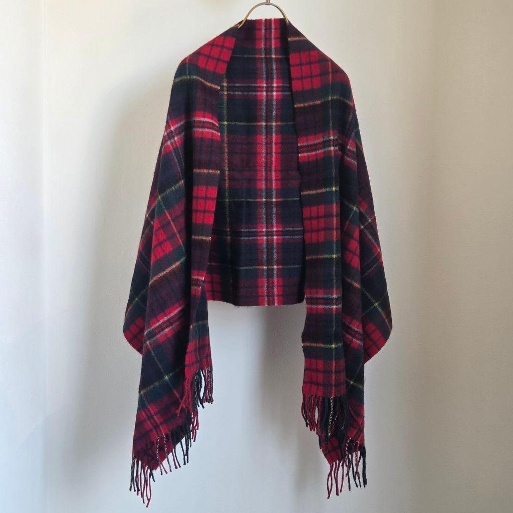 Used Utatane 100% Cashmere Large Stole Shawl Muffler Check