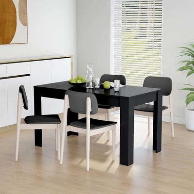 Vidaxl Dining Table, Black 140X74.5X76 Cm, Wood-Based Material