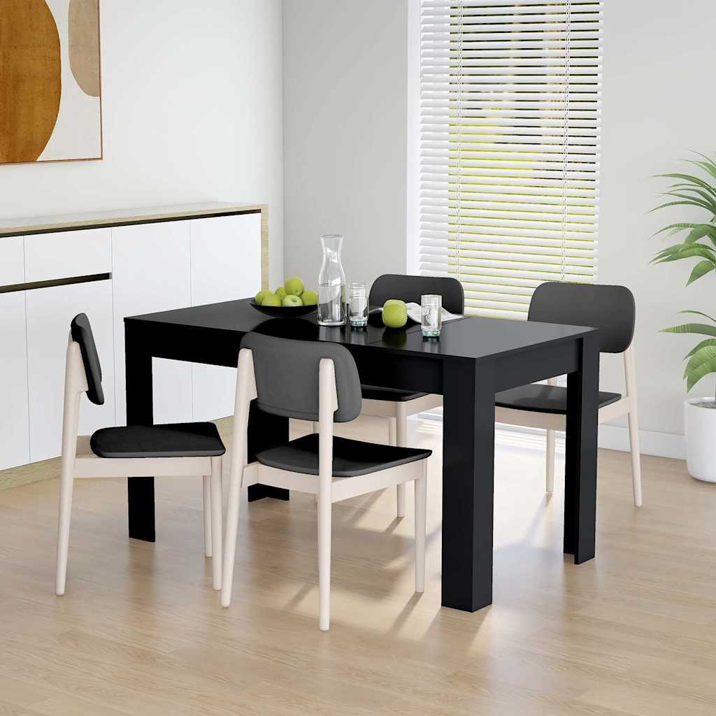 Vidaxl Dining Table, Black 140X74.5X76 Cm, Wood-Based Material