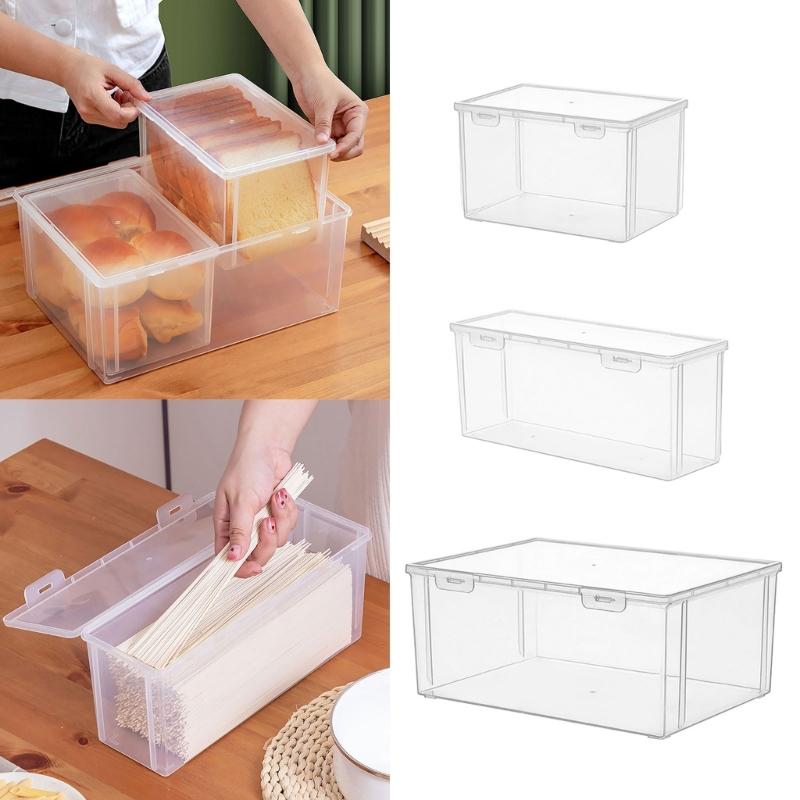 Clear Bread Storage Box with Lid Container Household Fresh-keeping Box for Restaurant Kitchen  Bread Organization