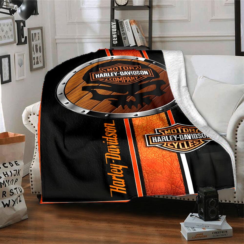 1pc Harley-Davidson Blanket, Gift, for Men and Women, Soft Blanket, Good for Sofa Bed Couch Travel, Lightweight Flannel Blanket
