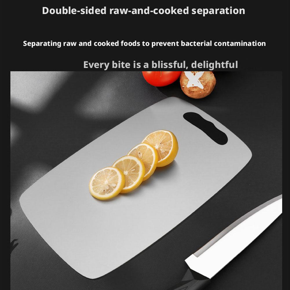 304 Stainless Steel Cutting Board, Double-Sided Non-Slip Chopping Board, Anti-Mildew Antibacterial Food Grade Board for Kitchen