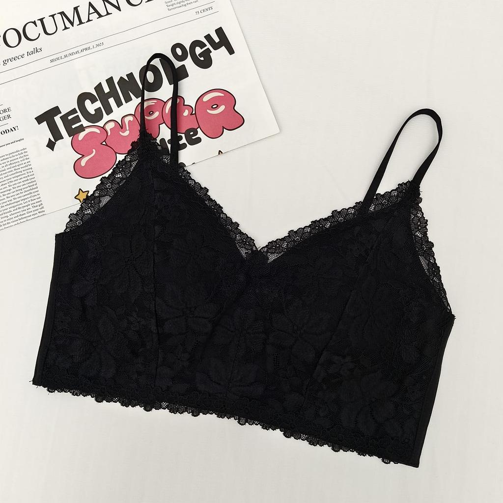 Women's French Triangle Lace Camisole Bra with V-Neck and Beautiful Back Design