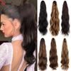 Women's 22" Curly Pony Tail Synthetic Claw Clip Ponytail Wavy Long Curled In Hair Extension Ponytail Wig Hairpieces For Girls