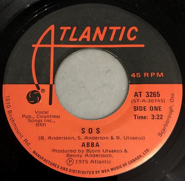 7-дюймовая пластинка ABBA SOS AT3265 Atlantic 1975 Канада SoulFunk Б/у