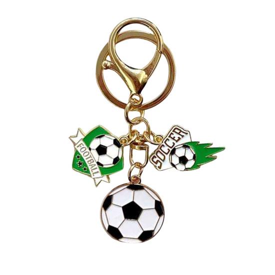 Keychain Pendant with Smooth Golden Lobster Clasp, Soccer Themed Charm Key Holder, Backpacks Car Keys Accessory