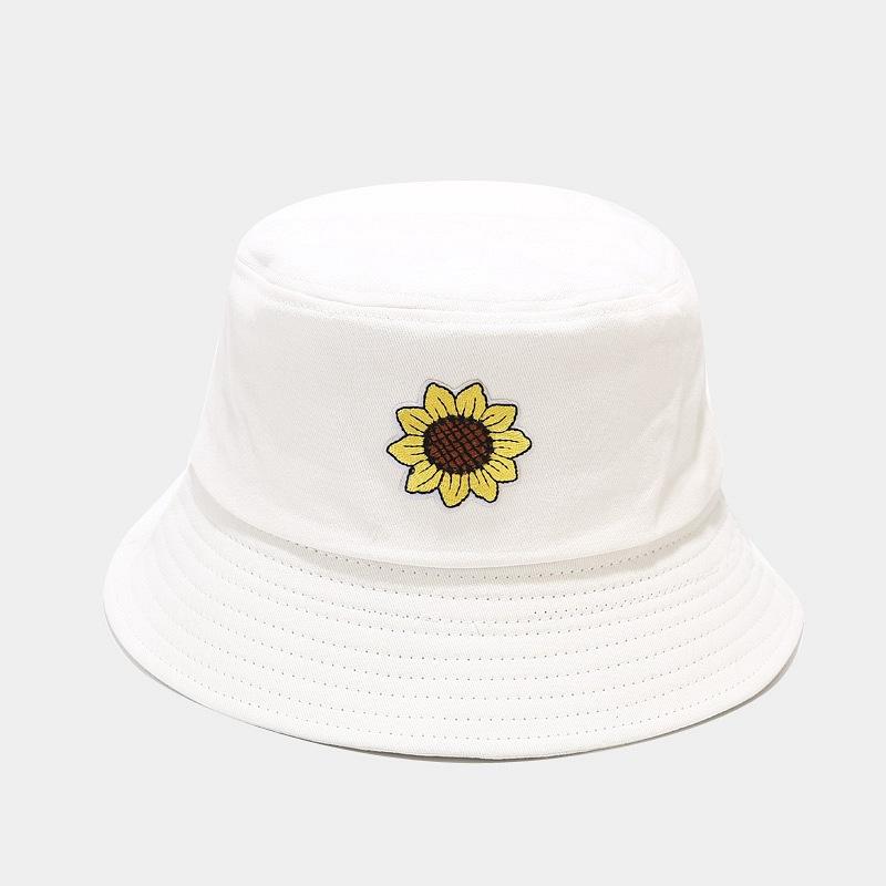 New sunflower applique bucket hat female tide small fresh pot hat student foldable sun hat
