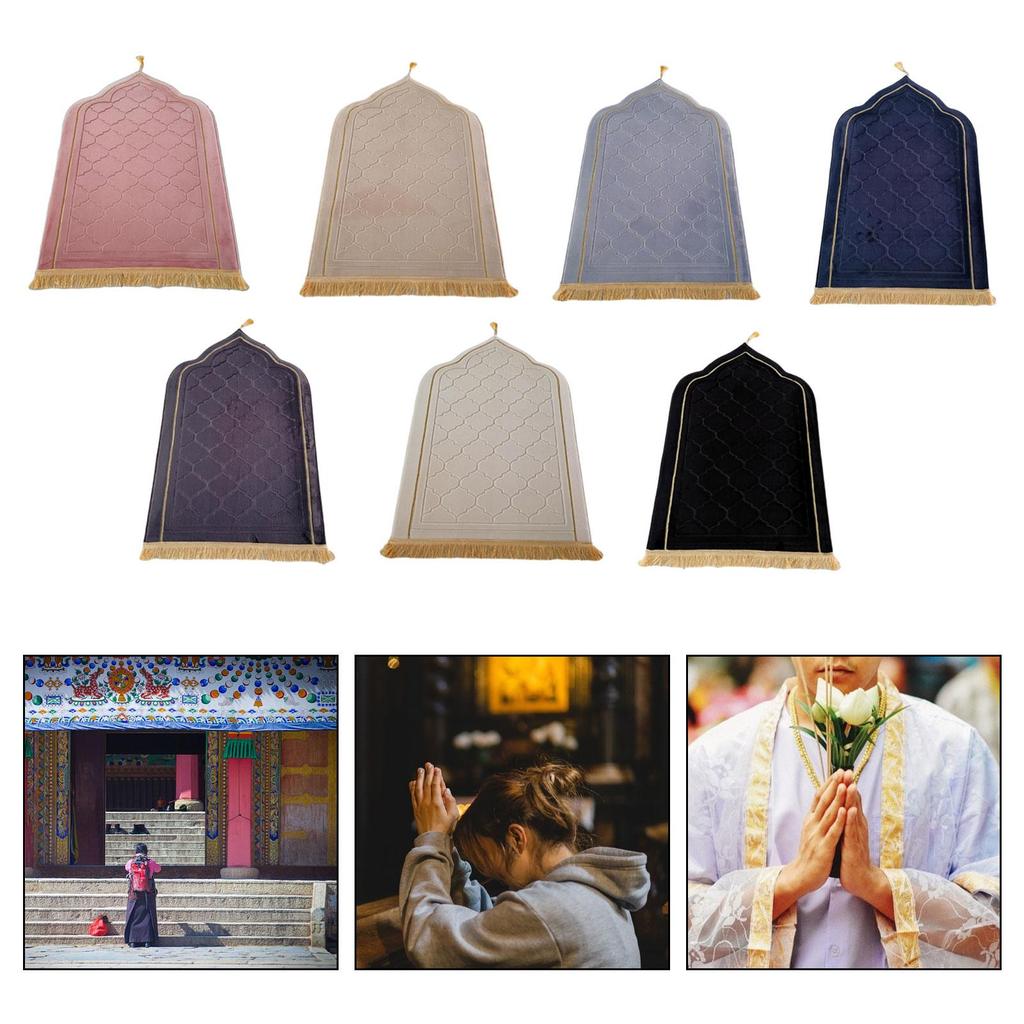 Gebetsteppich Ramadan Geschenke Tragbar für Männer Frauen Kinder Dick Hochzeitszubehör mit Quasten Reisegebetsteppich Islamischer Gebetsteppich