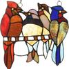 Stained Glass Birds Window Hangings,Suncatcher Cardinal  Window Hanging Double Side Decor,Tiffany Style Bird Lovers Gifts Decor