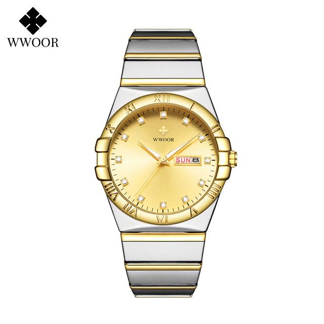 WWOOR Luxury Watches For Men Fashion Business Waterproof Stainless Steel Luminous Men's Quartz Wristwatches Male Reloj Hombre