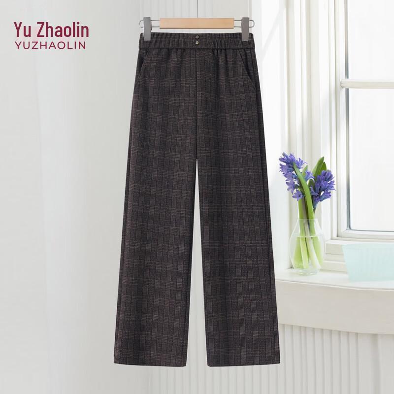 YUZHAOLIN Women s Plus Size Plaid Straight-Leg Pants 5XL