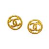 Hollow Double C Metal Stud Earrings Unisex Couple Style Gold