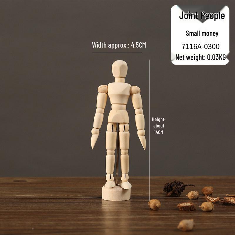 Nordic Style Handmade Wooden Jointed Model Figure Ornament