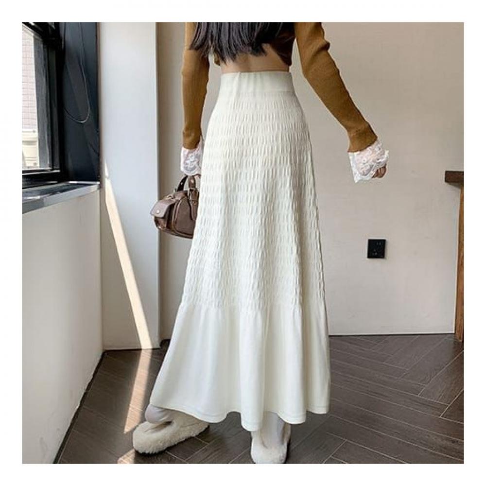 Navava Shirring Banding Knit Long Skirt Ns390