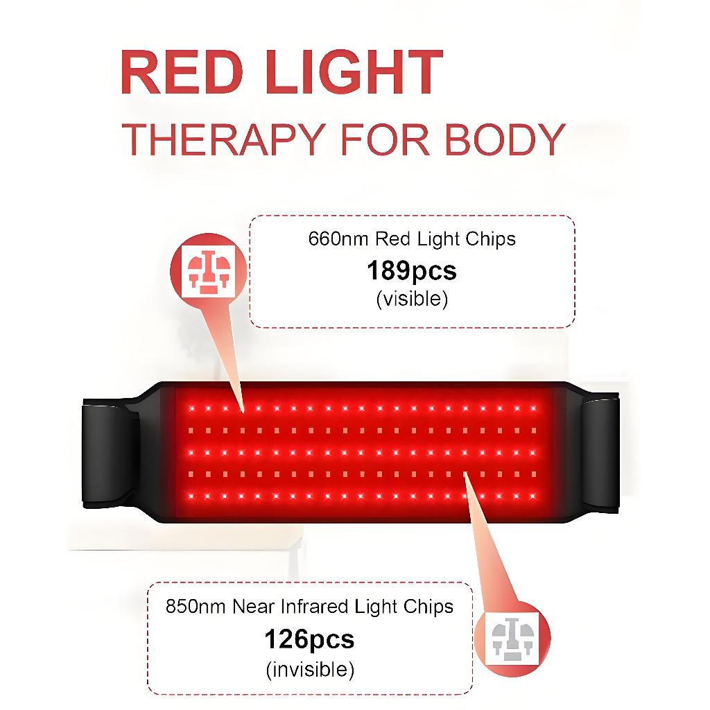 5 Lichtstufen Infrarotlicht Wärmetherapie Gürtel Rücken/Taille/Muskel/Schmerzlinderung 660nm & 850nm LED-Perlen Rotes Lichttherapiegerät