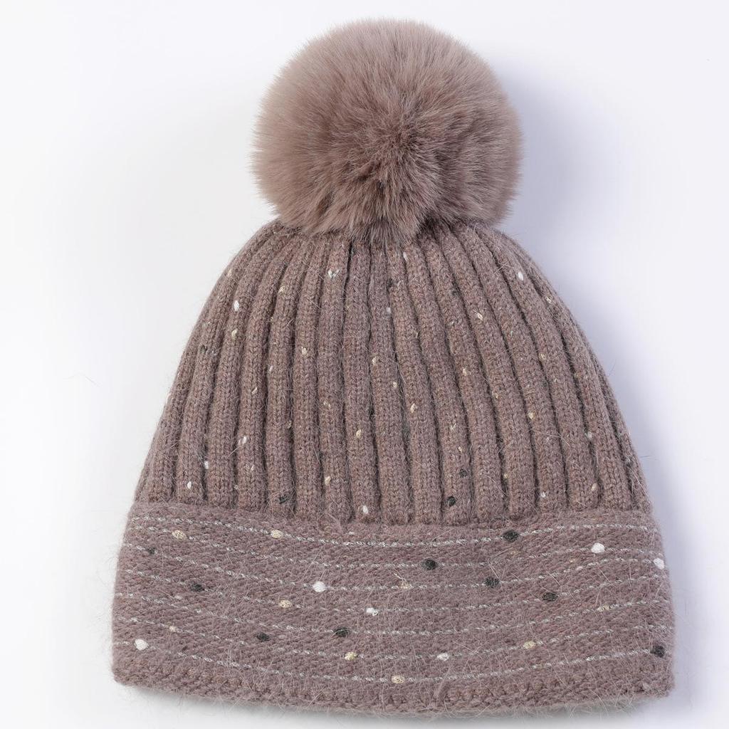 Women's Autumn Winter Plush Knitted Soft Rabbit Wool Hat Warm Beret