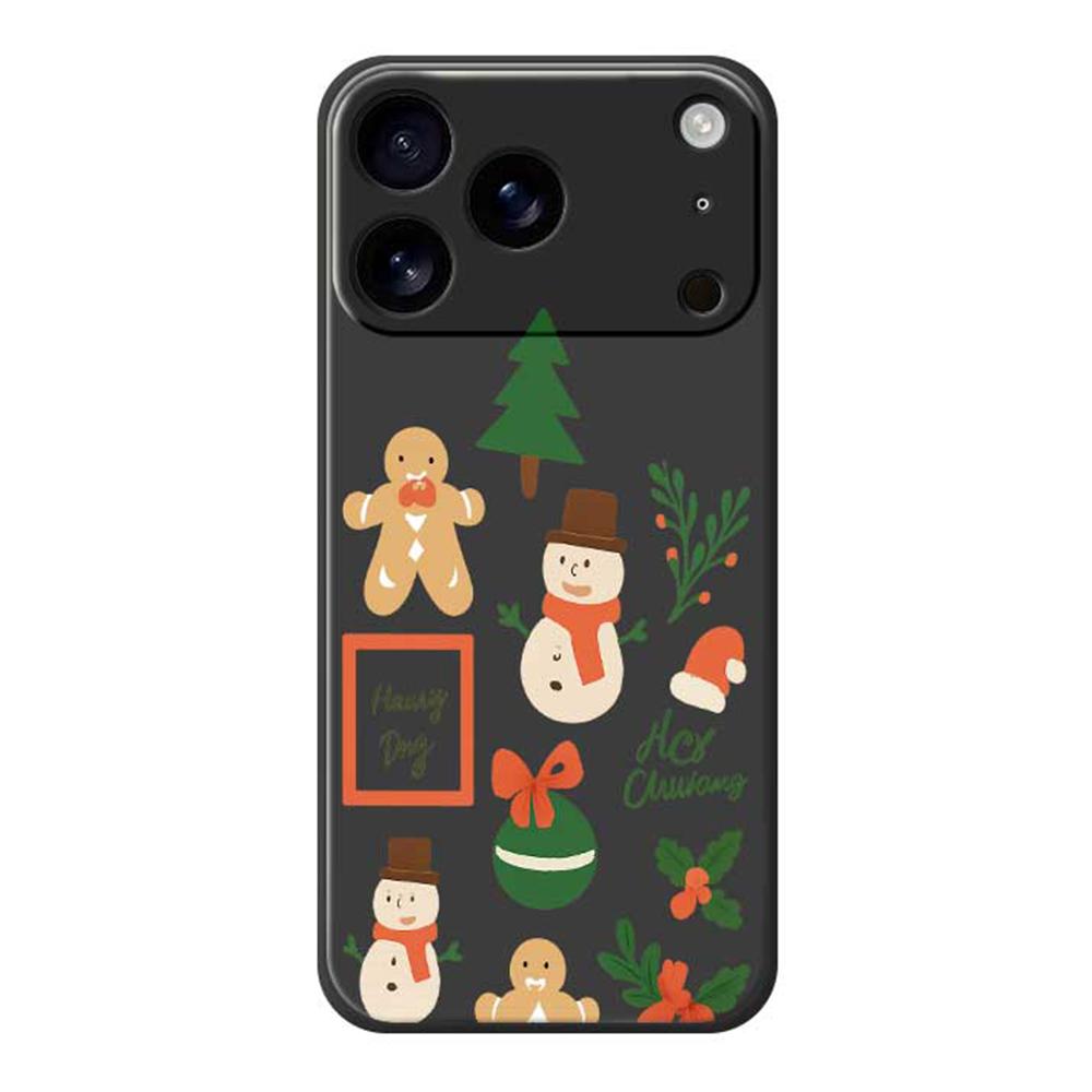 For iPhone 17 Pro Max Case Christmas Snowman Pattern Printing Straight Edge TPU Phone Back Cover