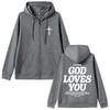 Christian Jesus Good News God Loves You Bible Verse Graphic Zipper Hoodie Men Women Oversized Zip Up Jacket Tops