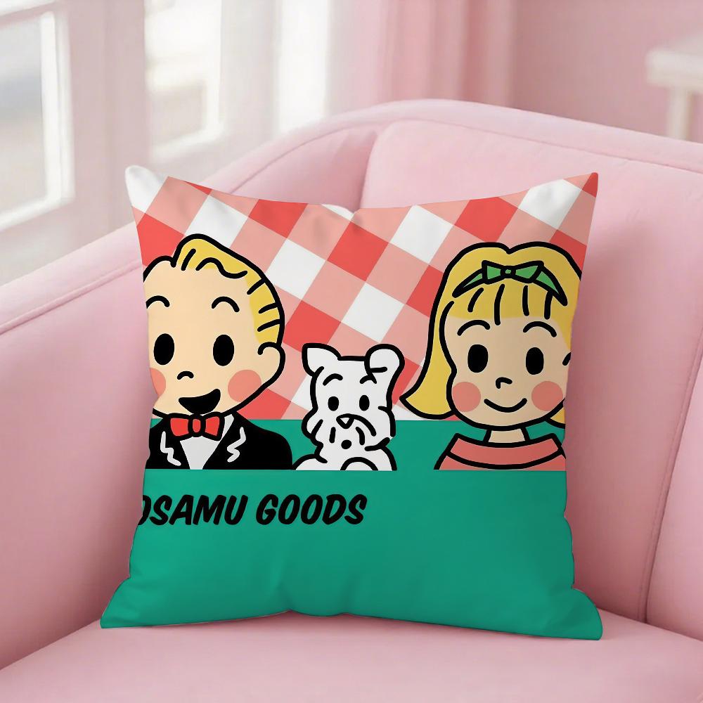 Osamu Goods Pillow Case Square Double-Sided Printing Short Plush Sofa Cushion Cover Bedroom Bedside Pillow