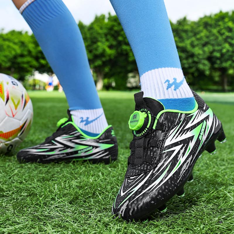 28-39 School Children's Football Shoes with Rotating Buckle and Spikes Soccer Shoes for Boys