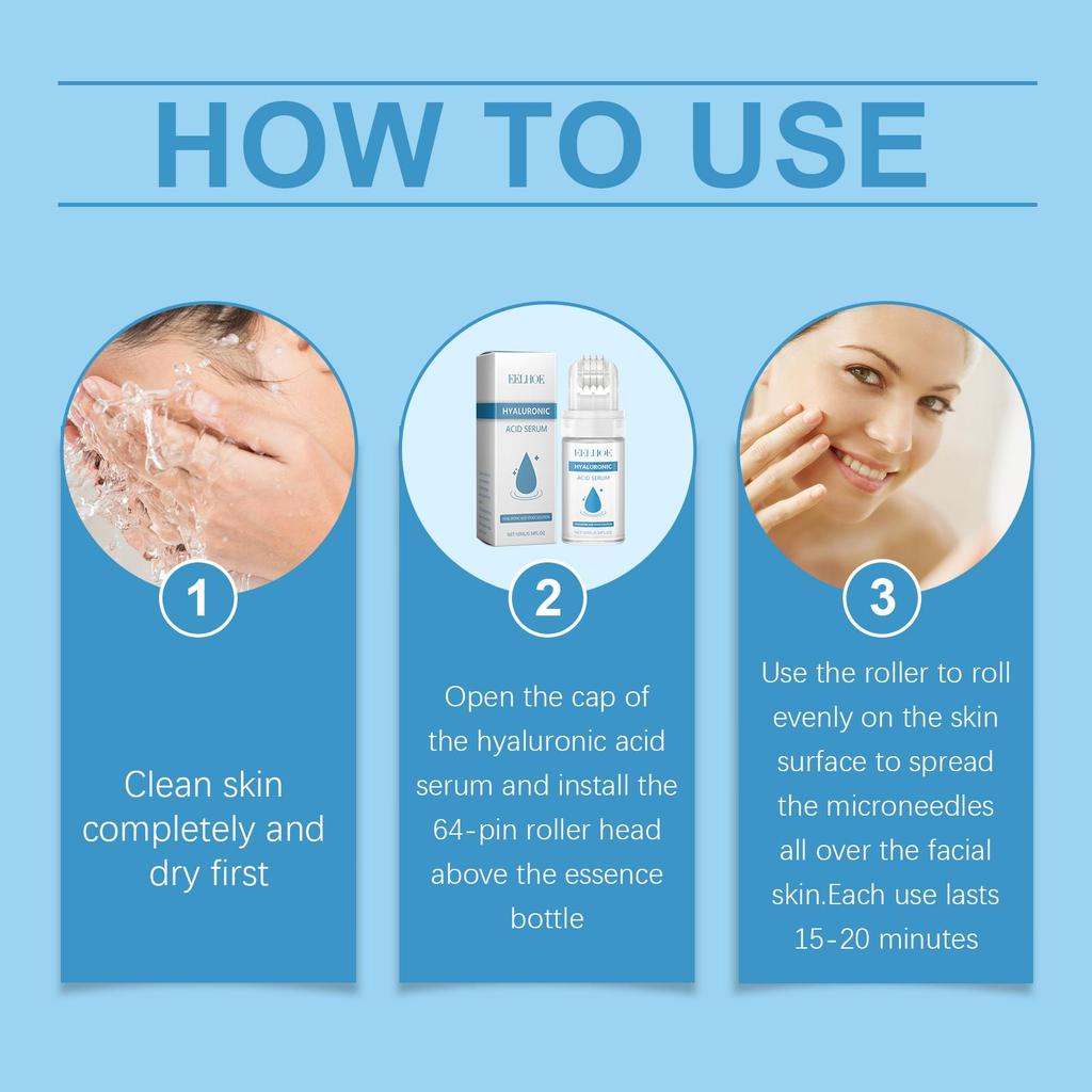 Hyaluronic Acid Roller Serum, Hydrating Collagen Facial Serum for Firming & Smoothing Skin
