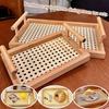 Decorative Serving Tray with Handles Hollow Woven Wooden Basket Kitchen Fruit Platter  Office