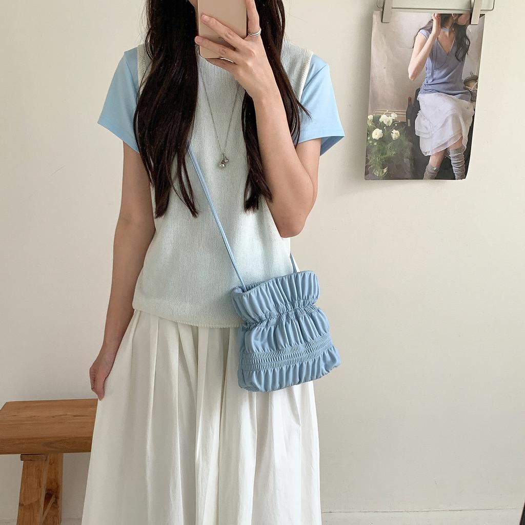 Cloud Pack High-end Drawstring Shoulder-Swing Soft Leather Bucket Bag