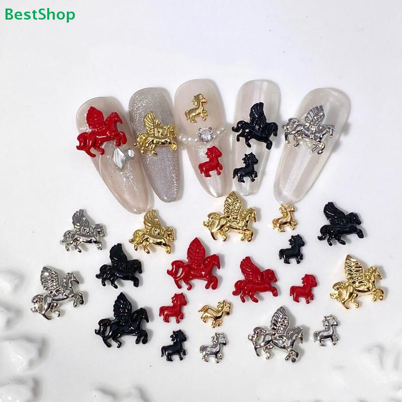 3DCartoon Alloy Pony Nail Accessories Stylish Three-dimensional Horse Nail Decoration For Girls Manicure Accessories