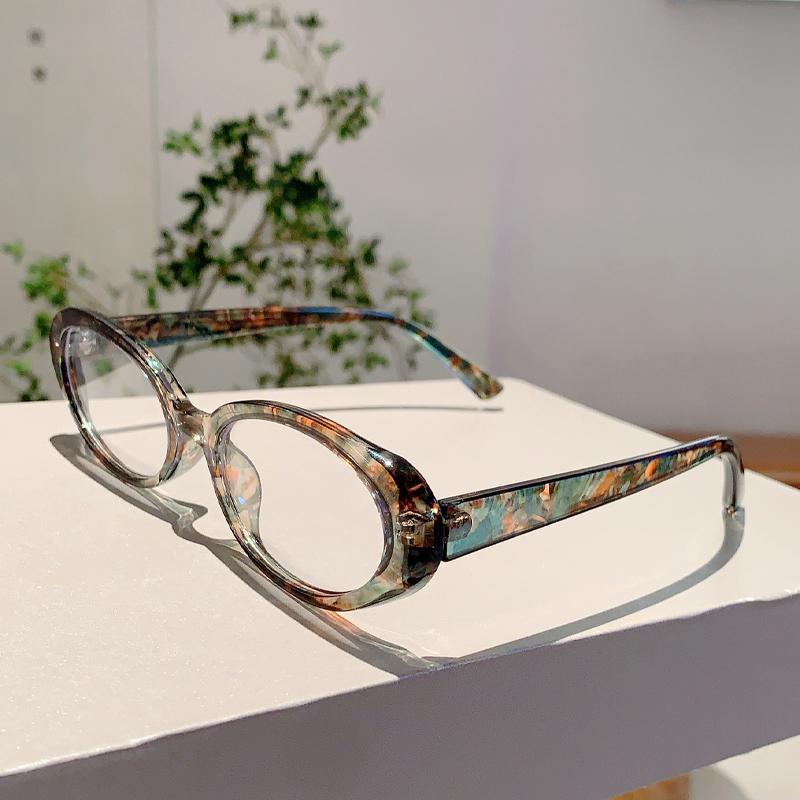 Oval Optical Frames Women Fashion Vintage Candy Color Decor Glasses Trendy Korean Style Non-prescription Casual Eyewear