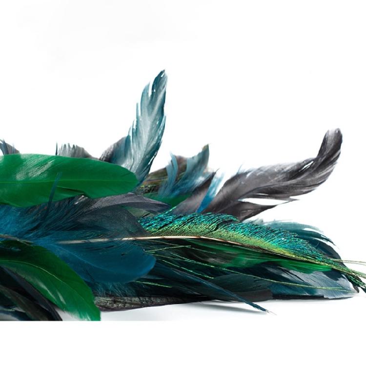 2Pcs Artificial Natural Feathered Peacocks with Long Tail Designs Christmas Tree Clip on Ornaments for Home Party Decor