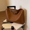 Solid Color Pu Leather Bag For Women's Fashi Large Capacity Hand-Held Bag For Work Commuting Clutch Tote Bag