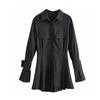 Autumn Women's Long-sleeved Shirt New A-line Shirt Black Skinny Design Sexy Dress