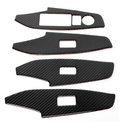 4Pcs Carbon Fiber Window Lift Button Control Panel Cover Trim Frame for Mazda3 Axela 20142018