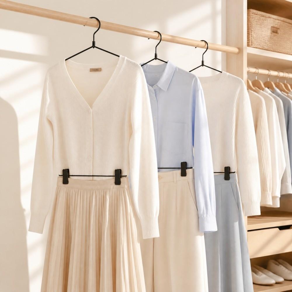 2Pcs with Pant Clips Clothes Display Hanger 2 In1 Mini Garments Holder Clothes Storage Rack Closet